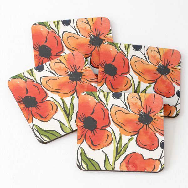 Item preview, Bold Watercolor Poppies with Berries designed and sold by  BoPanda .