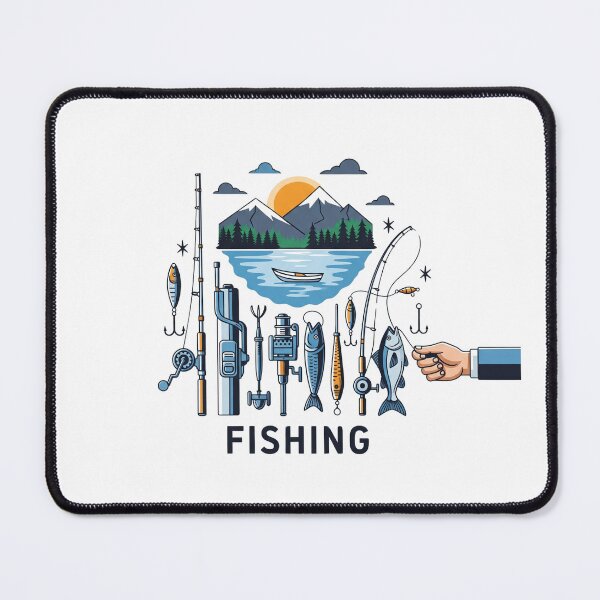Item preview, Angler's paradise: vintage illustration with mountain lake designed and sold by Happy Heart Studio.