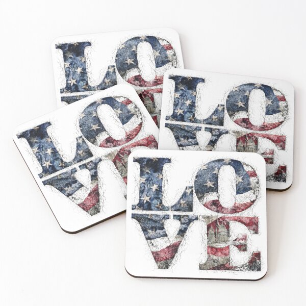 Item preview, USA Flag Collage LOVE Text for Posters and Gifts designed and sold by Maryna_Reine.