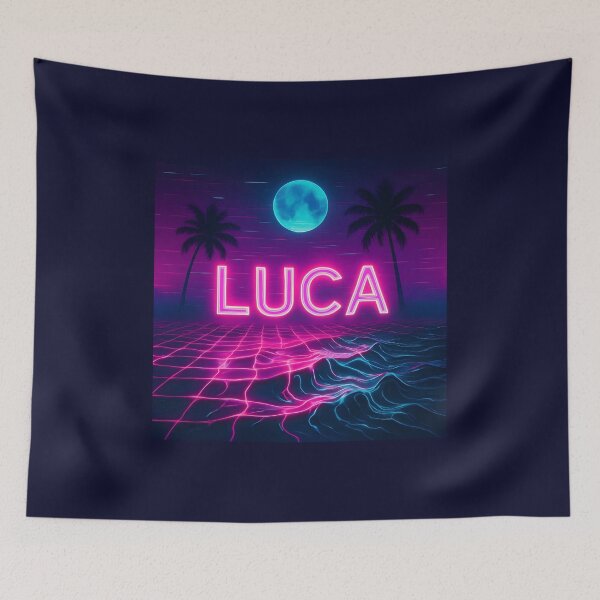 Item preview, LUCA Vaporwave Neon – Melting Grid Ocean Name at Midnight designed and sold by VoidBloom Studio.