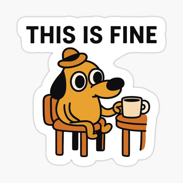Item preview, This Is Fine Meme Dog – Funny Minimalist Sticker designed and sold by unique0703.