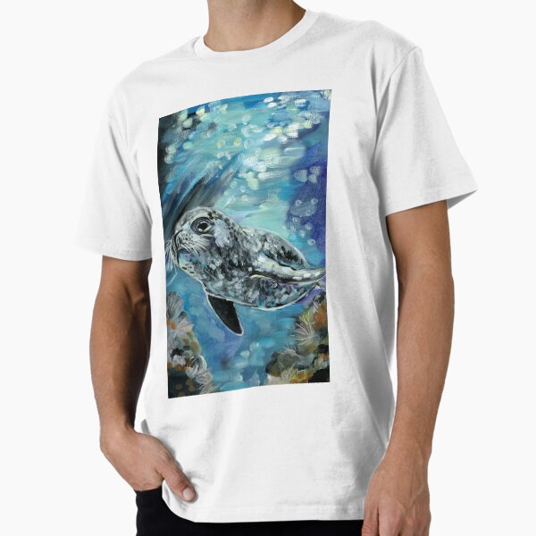 Item preview, Seal swimming underwater oil painting designed and sold by tattooclumsey.