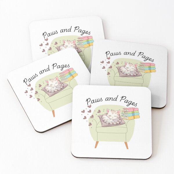 Aperçu de l'œuvre Chat recroquevillé sur un fauteuil avec des livres, des pattes et des pages créée et vendue par ClickATee Store .