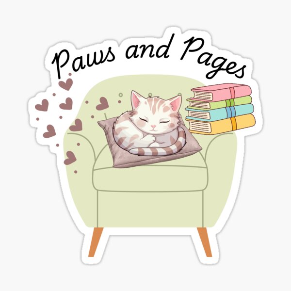 Item preview, Curled up cat on armchair with books, paws and pages  designed and sold by ClickATee Store .