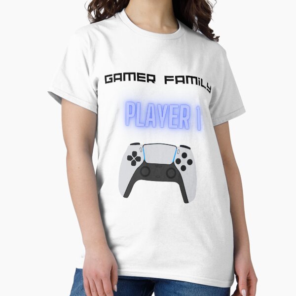 Item preview, Gamer Family – Player 1 – Neon effect gaming t-shirt designed and sold by PixelMerch-JD.