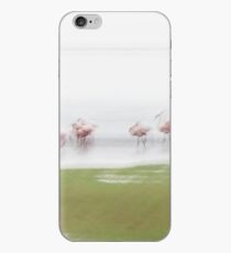 Pink and green hues nature abstract of pink flamingos in wetland Namibia. iPhone Case