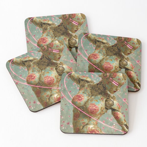 Item preview, Floral Cyborg Femme Fatale – Elegant Samurai Mecha with Pink Blossoms designed and sold by Aleryaa.
