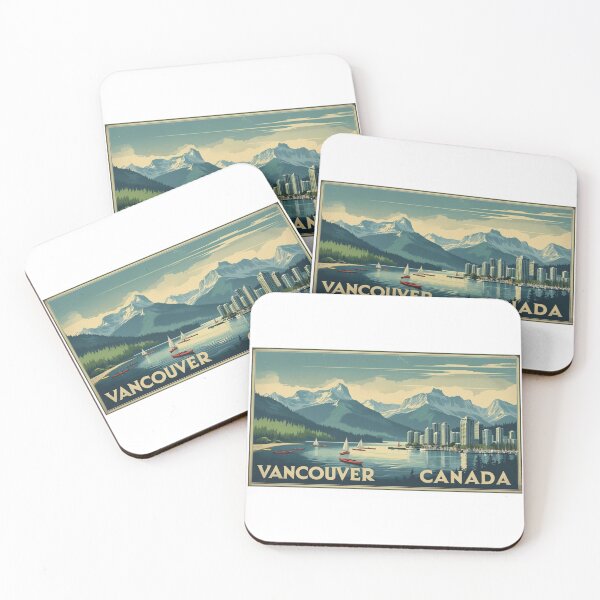 Item preview, Vancouver in retro style – Vintage coastal city design with mountains designed and sold by StormArte.