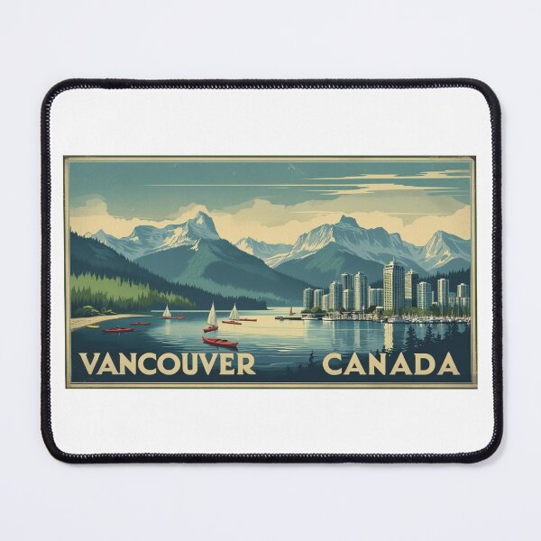 Item preview, Vancouver in retro style – Vintage coastal city design with mountains designed and sold by StormArte.