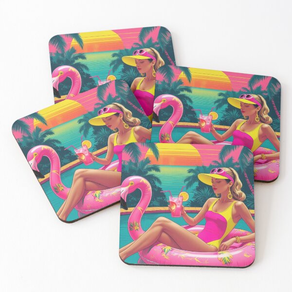 Item preview, AI 80's Tropical Party in Retro stylized design designed and sold by ConnieVZ.