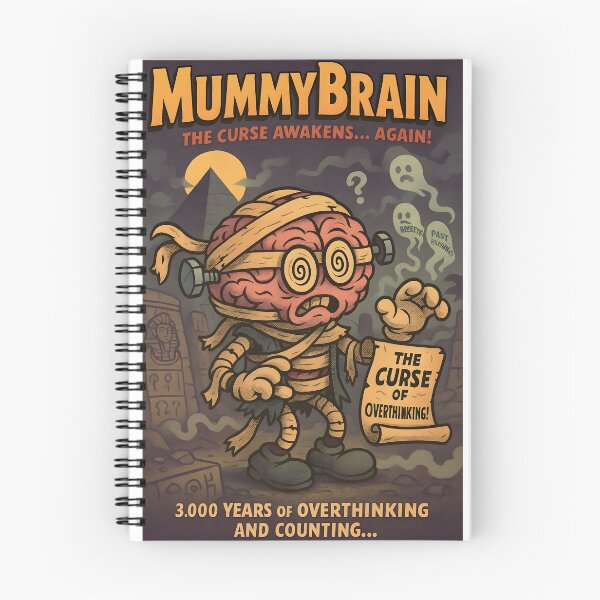 Item preview, MummyBrain – The Curse of Overthinking Cartoon designed and sold by Think2Much.