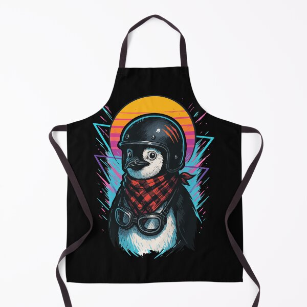 Item preview, Biker Penguin Helmet Retro designed and sold by TomFrontierArt.