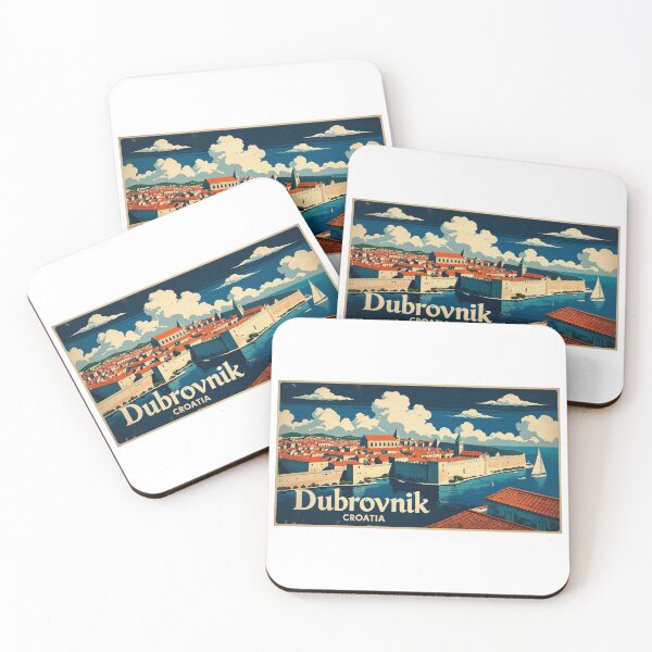 Item preview, Dubrovnik Retro – Vintage design of the pearl of the Adriatic with walls and sea designed and sold by StormArte.