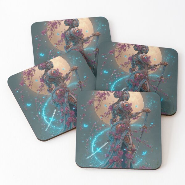 Item preview, Moonlit Floral Cyborg Samurai – Enchanted Warrior with Sakura and Butterflies designed and sold by Aleryaa.