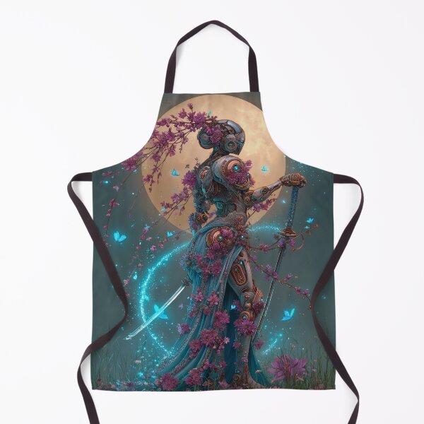 Item preview, Moonlit Floral Cyborg Samurai – Enchanted Warrior with Sakura and Butterflies designed and sold by Aleryaa.