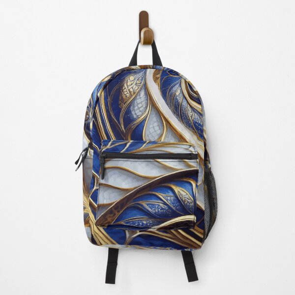 Item preview, Abstract Spiral Blue Gold White Fibonacci Art 80 designed and sold by Vicky Brago-Mitchell®.