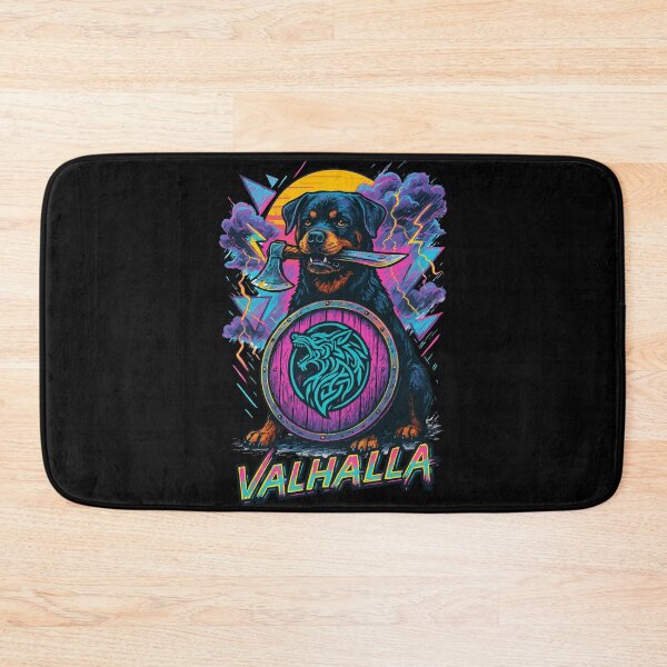Item preview, Rottweiler Dog Valhalla Norse Retro Vaporwave designed and sold by TomFrontierArt.