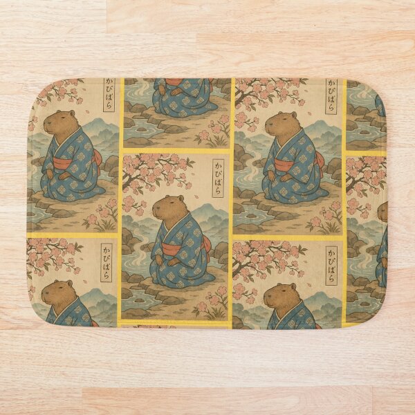 Item preview, Capybara in a Kimono – Tranquil Ukiyo-e Hot Spring Art designed and sold by KMChronicles.