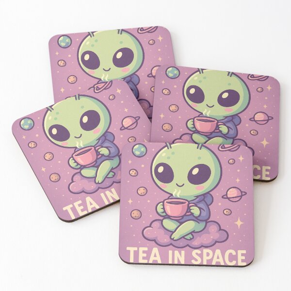 Item preview, Tea in Space Hits Different – Kawaii Alien Vibes designed and sold by Doostod.