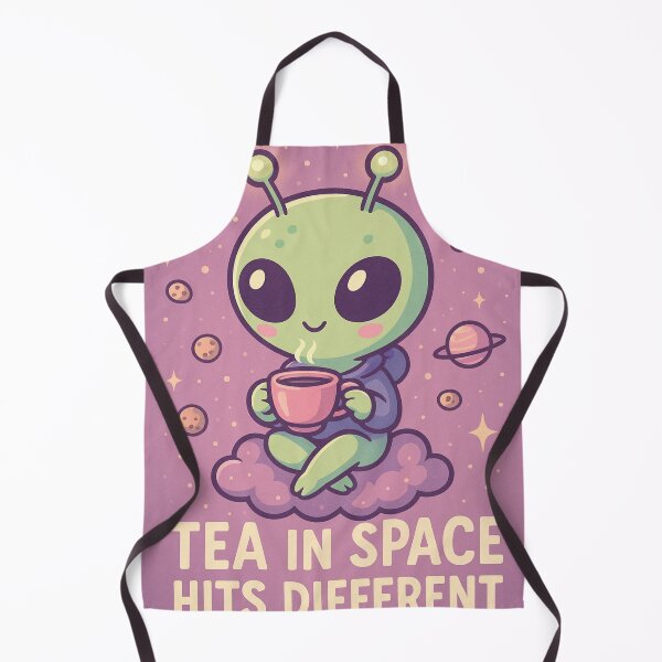 Item preview, Tea in Space Hits Different – Kawaii Alien Vibes designed and sold by Doostod.