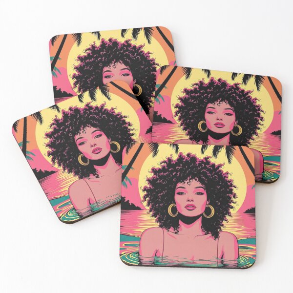 Item preview, AI 80's Pop Art of Woman with big Curly hair Swimming designed and sold by ConnieVZ.