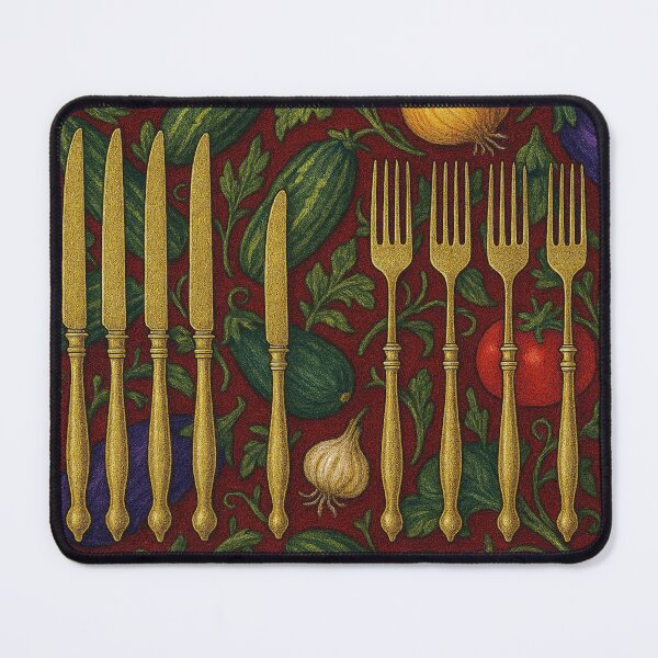 Item preview, Golden cutlery on a table designed and sold by Sigtrix.