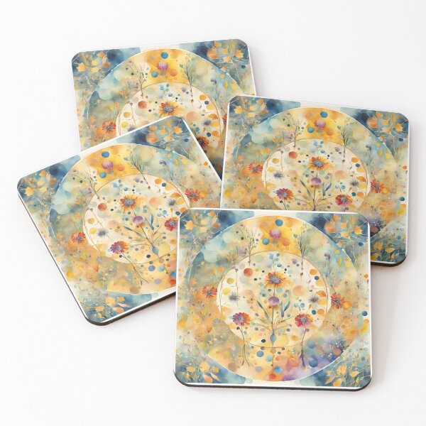 Item preview,   Watercolor Florals Pattern , Mandala ,Pastel Gold  Blue Orange,  Feminine Romantic Elegant Pattern designed and sold by KolorellaS.