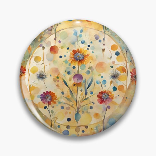 Item preview,   Watercolor Florals Pattern , Mandala ,Pastel Gold  Blue Orange,  Feminine Romantic Elegant Pattern designed and sold by KolorellaS.