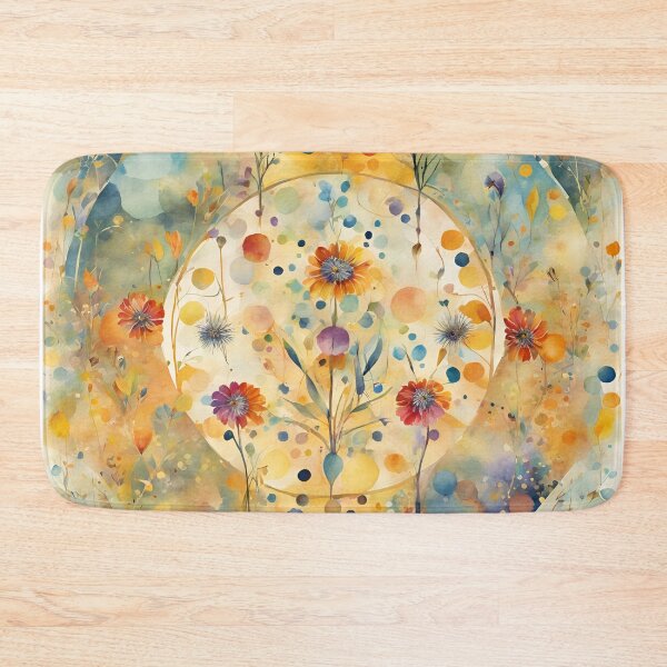 Item preview,   Watercolor Florals Pattern , Mandala ,Pastel Gold  Blue Orange,  Feminine Romantic Elegant Pattern designed and sold by KolorellaS.
