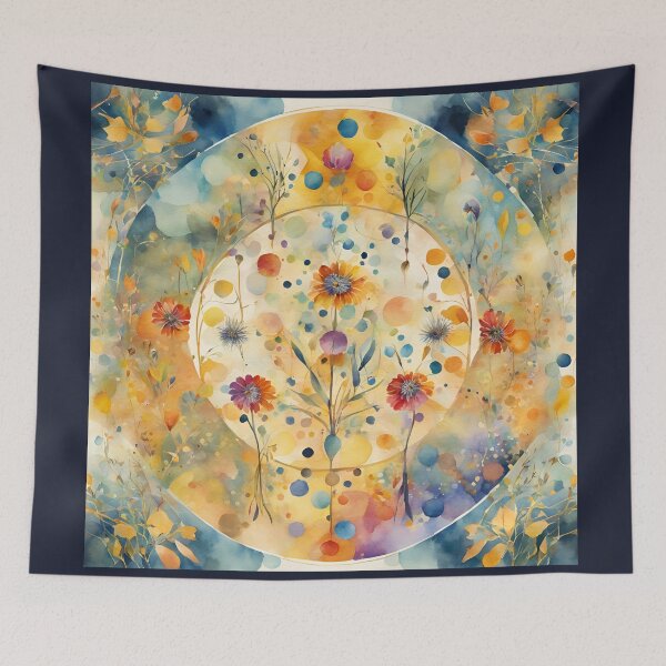 Item preview,   Watercolor Florals Pattern , Mandala ,Pastel Gold  Blue Orange,  Feminine Romantic Elegant Pattern designed and sold by KolorellaS.