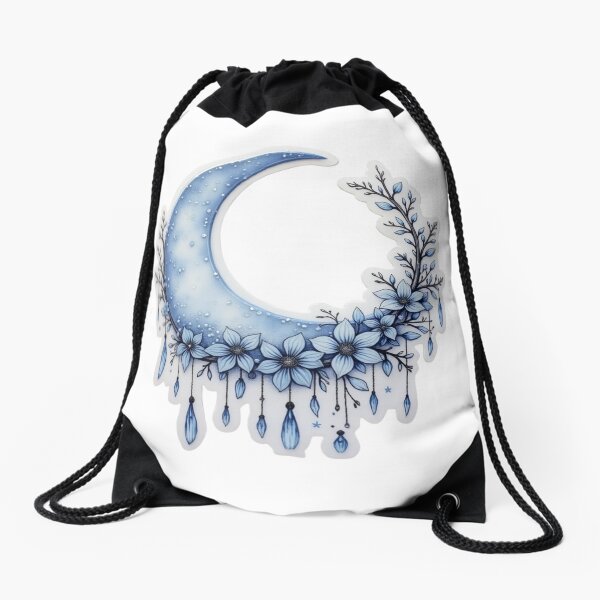 Item preview, Blue Moon with Flowers – Cute Floral Moon Design designed and sold by gothsdesigner.