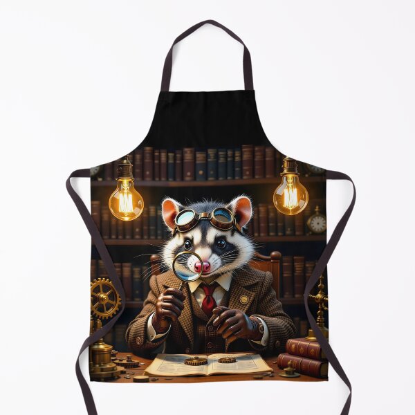 Item preview, Steampunk Opossum Professor – Vintage Invention Scene designed and sold by EmeraldeaArt.