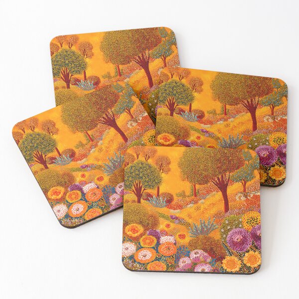 Item preview, Golden Orange and Burgundy Floral Landscape designed and sold by Neika Shimm Designs.