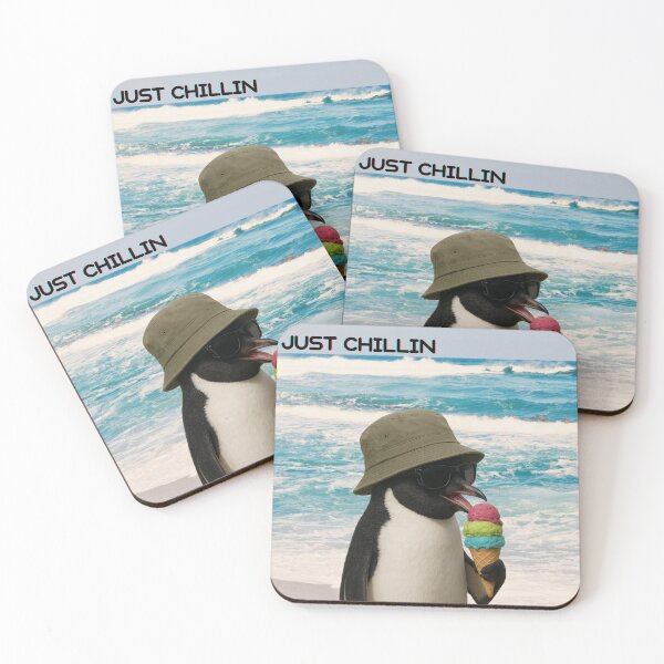 Item preview, Funny pinguin eating ice-cream JUST CHILLIN  designed and sold by EmsiPrintVault.