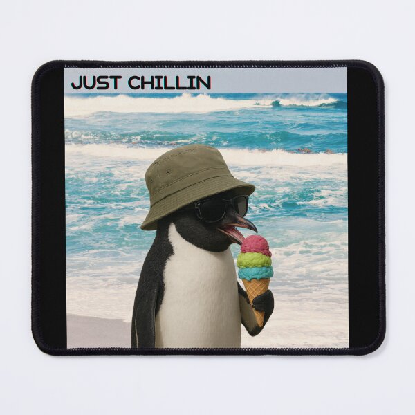 Item preview, Funny pinguin eating ice-cream JUST CHILLIN designed and sold by EmsiPrintVault.