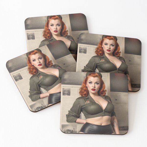 Item preview, 1940s Vintage Pin-Up Redhead Army Cadet designed and sold by MissSaylor.