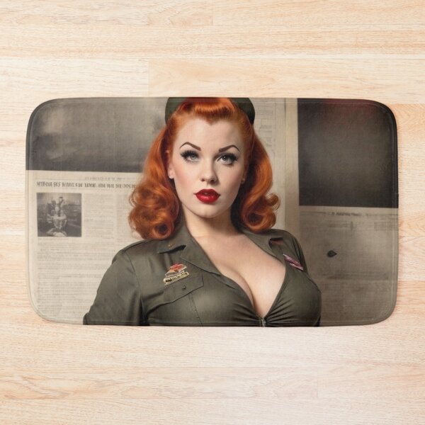 Item preview, 1940s Vintage Pin-Up Redhead Army Cadet designed and sold by MissSaylor.