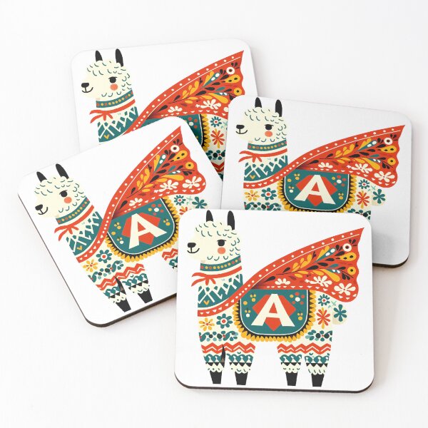 Item preview, Super Alpaca Ready to Save the Day - Scandinavian Folk Art by heidiannemorris © designed and sold by FOLK ART FUSION by heidiannemorris.