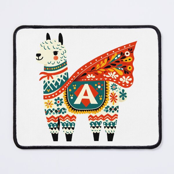 Item preview, Super Alpaca Ready to Save the Day - Scandinavian Folk Art by heidiannemorris © designed and sold by FOLK ART FUSION by heidiannemorris.