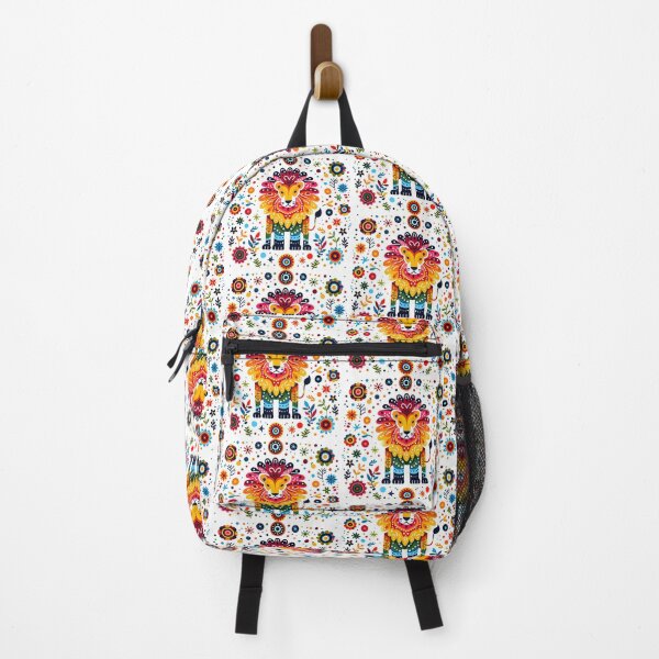 Item preview, Regal Lion Adorned with Colourful Folk Art Patterns - Scandinavian Folk Art by heidiannemorris © designed and sold by FOLK ART FUSION by heidiannemorris.