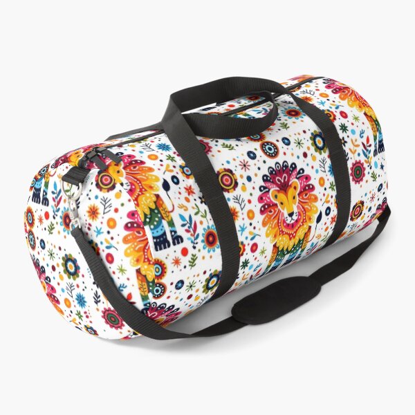 Item preview, Regal Lion Adorned with Colourful Folk Art Patterns - Scandinavian Folk Art by heidiannemorris © designed and sold by FOLK ART FUSION by heidiannemorris.