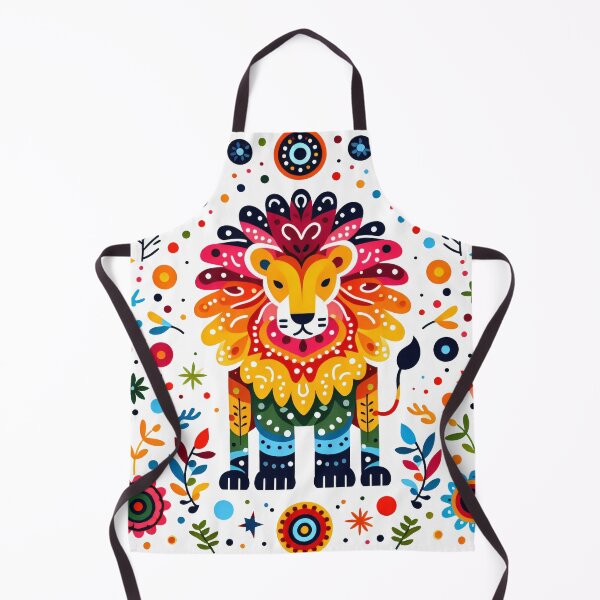 Item preview, Regal Lion Adorned with Colourful Folk Art Patterns - Scandinavian Folk Art by heidiannemorris © designed and sold by FOLK ART FUSION by heidiannemorris.