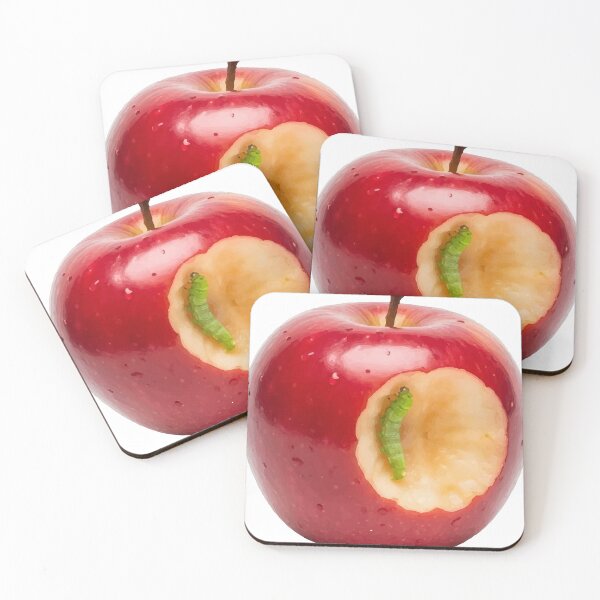 Item preview, Bitten Apple with Green Worm designed and sold by Dailyprintstyle.