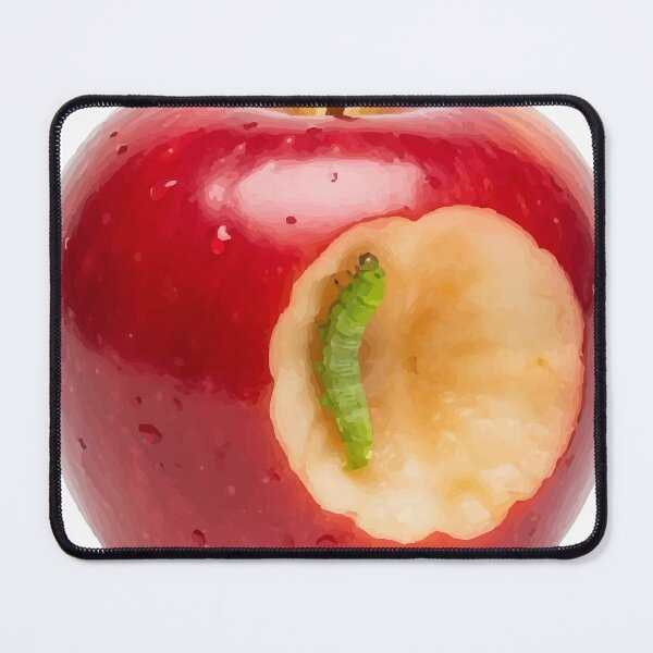 Item preview, Bitten Apple with Green Worm designed and sold by Dailyprintstyle.