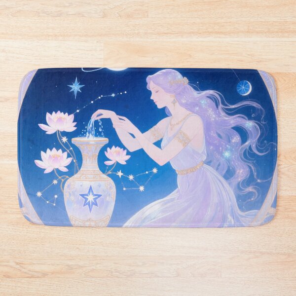 Item preview, Aquarius Zodiac Art Nouveau | Mystical Feminine Water Bearer with Celestial Stars & Lotus designed and sold by  Ojo de Lilith.