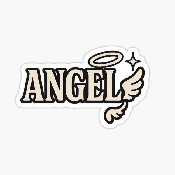 Item preview, Retro Angel Typography – Vintage Cream & Black Cartoon Style designed and sold by Pixcelcosmic.
