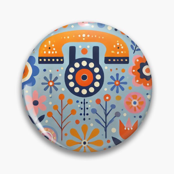 Item preview, Retro Telephone Adorned with Colourful Folk Art Flowers - Scandinavian Folk Art by heidiannemorris © designed and sold by FOLK ART FUSION by heidiannemorris.