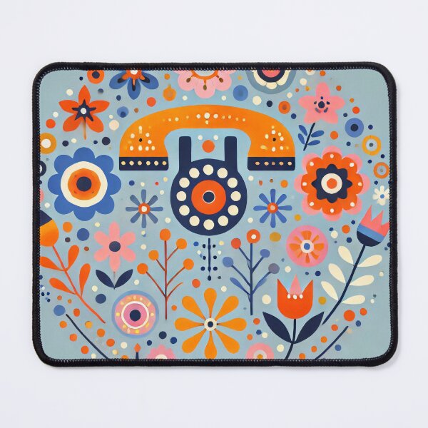 Item preview, Retro Telephone Adorned with Colourful Folk Art Flowers - Scandinavian Folk Art by heidiannemorris © designed and sold by FOLK ART FUSION by heidiannemorris.