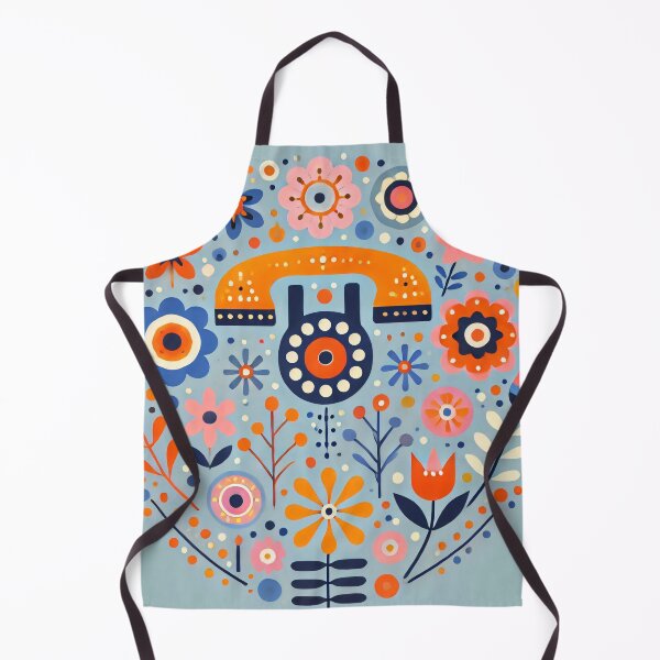 Item preview, Retro Telephone Adorned with Colourful Folk Art Flowers - Scandinavian Folk Art by heidiannemorris © designed and sold by FOLK ART FUSION by heidiannemorris.