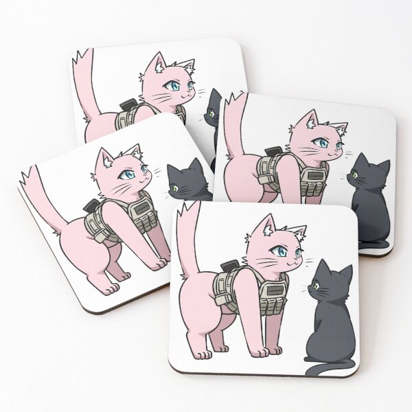 Item preview, Tactical Pink Cat and Black Cat – Military Kawaii Warrior Cats designed and sold by veinmerch.